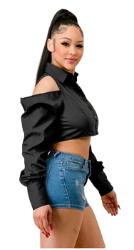 Polyester Plain FAIRIANO Women Solid Casual Black Shirt